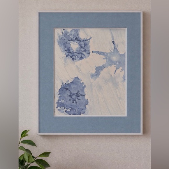 Hand Crafted Other - Handmade original abstract shades of blue alcohol ink wall decor painting